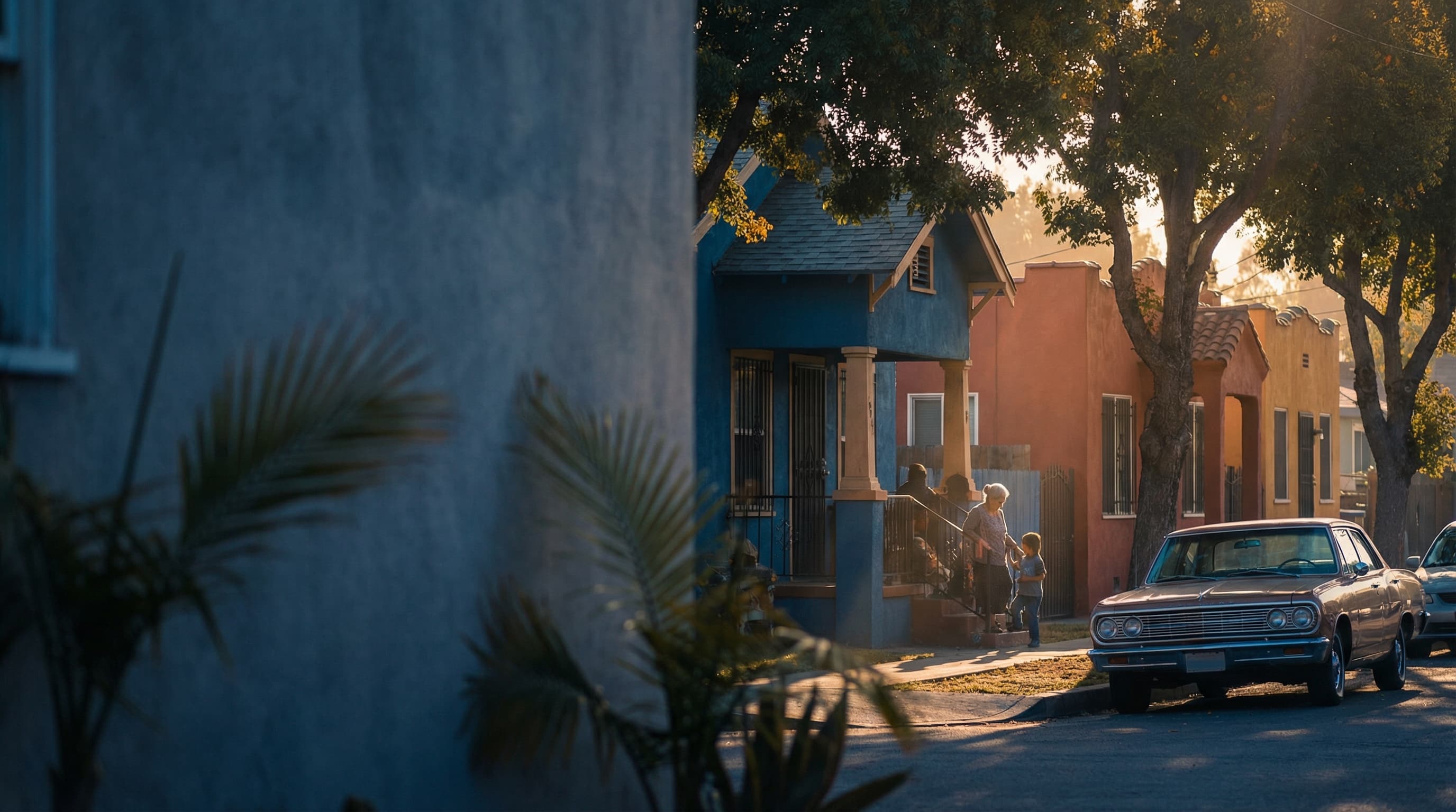 Barrio californiano al atardecer — una segunda oportunidad